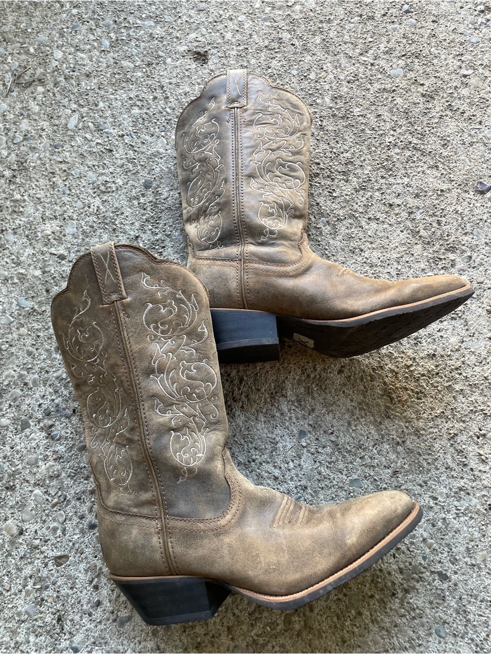 Twisted X Women's Western Boots Size 9.5 Brown Leather Pull-On Boots Chore Ranch